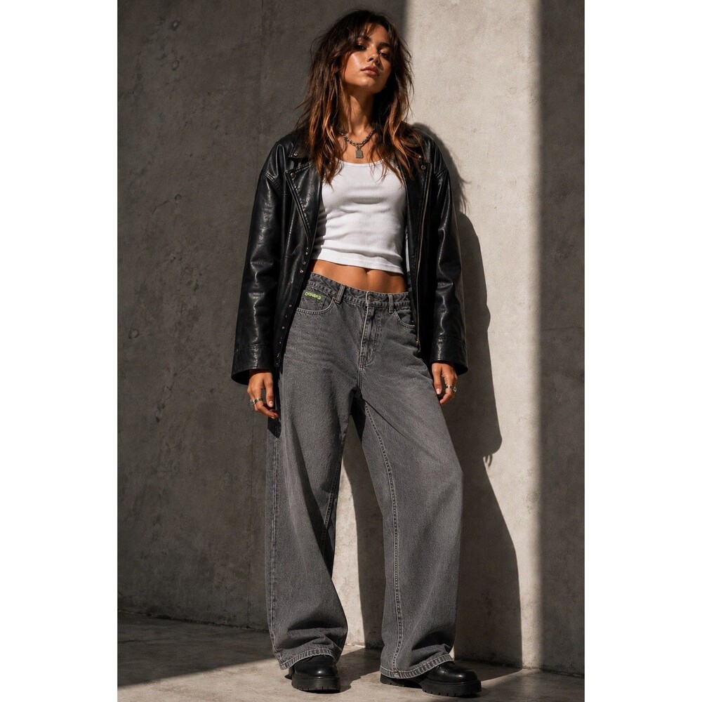Empyre Y2K Carpenter Jeans Size 9 Gray Wide Leg Baggy Grunge Skater